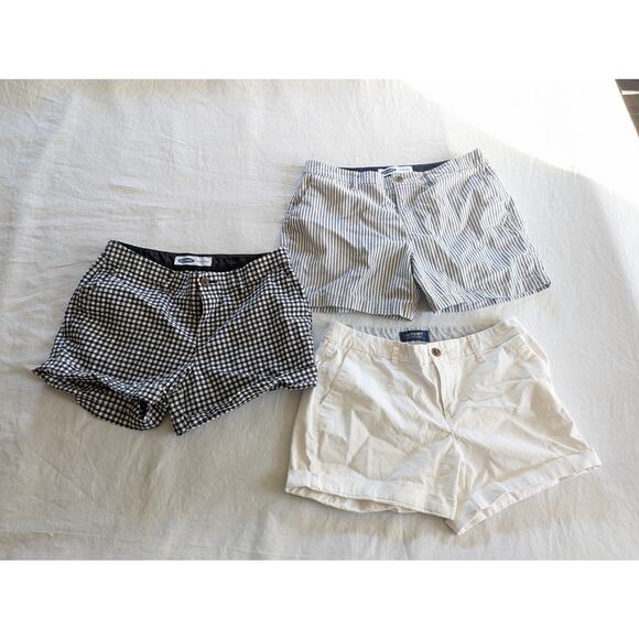 Old Navy Shorts Size 6 Lot Of 3 Bundle White Black Gingham Gray Stripes - Picture 1 of 14